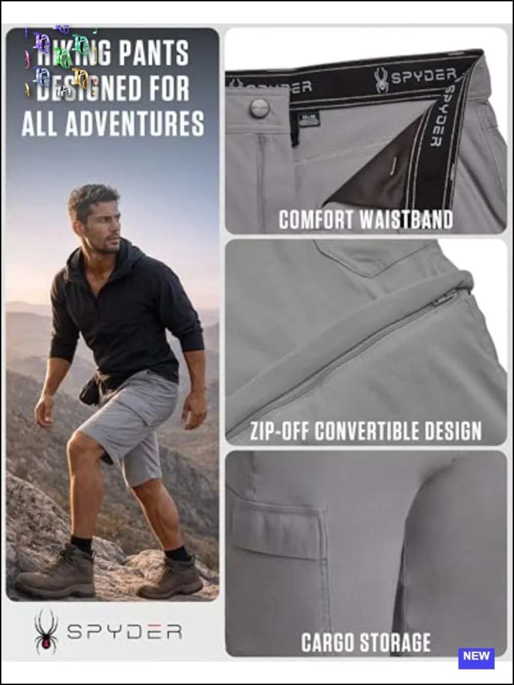 Convertible Zip-Off Cargo Pants Men's Lightweight Stretch Hiking Trousers